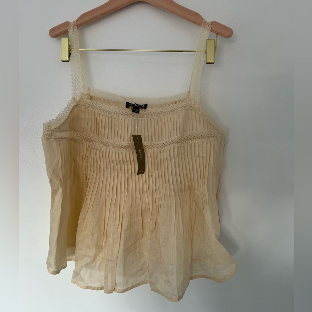 J.Crew Lace-trim tank top in ramie - Picture 2 of 3